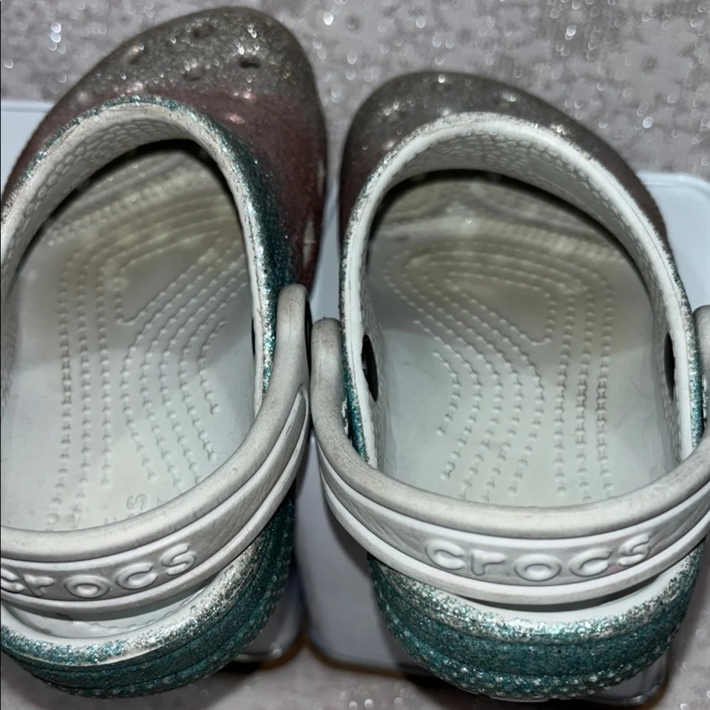 CROCS Silver and Brown Sandals with Metallic‎ Finish